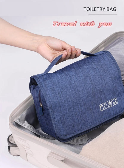 Portable Toiletry Washbag with Hanging Hook | Waterproof Cosmetic Storage Bag for Travel, Men & Women