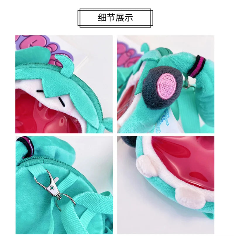 Hatsune Miku Coin Purse Shoulder Bag – Kawaii 14cm Plush Headphone Bag, Cartoon Crossbody Keychain Pendant, Perfect Girl Gift