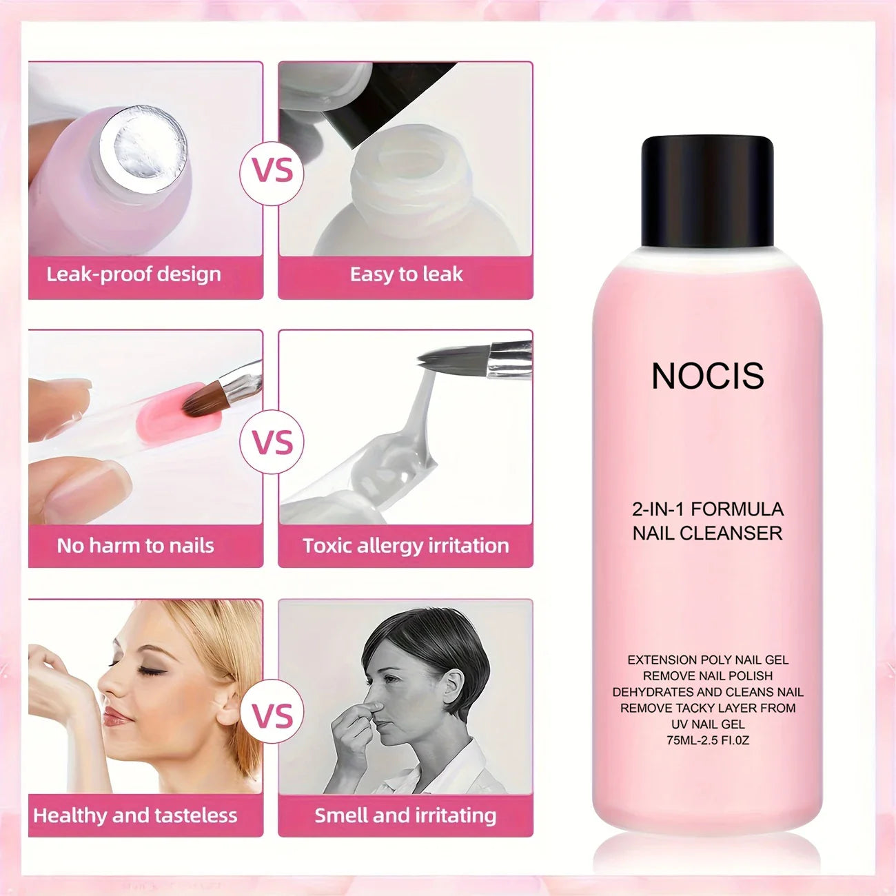 2-in-1 Nail Gel Cleanser & Polish Remover – Professional Slip Solution for Poly Gel & LED Nails, Anti-Stick Formula Nail Care Liquid