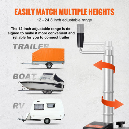VEVOR 5000lbs Electric Trailer Dolly – 12V Jockey Wheel with 22 ft/min Speed & Adjustable Height for Caravan & Boat Moving