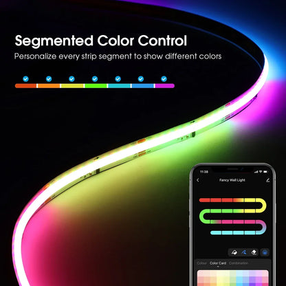 Smart TUYA WS2811 RGB Dreamcolor COB LED Strip – Music & Voice Control, Alexa & Google Home Compatible