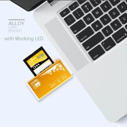 4 Port USB 2.0 Card Reader - Multi-Format Memory Card Adapter for SD, TF, MS, M2, Compatible with Laptops and Desktop PCs