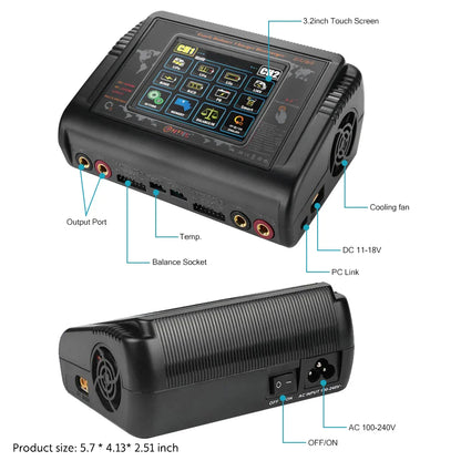 HTRC Smart Battery Charger DC 400W / AC 200W — 12A×2 Balance Charger & Discharger for LiHV, LiFe, Li-Ion, NiCd, NiMH, Pb, LiPo RC Batteries