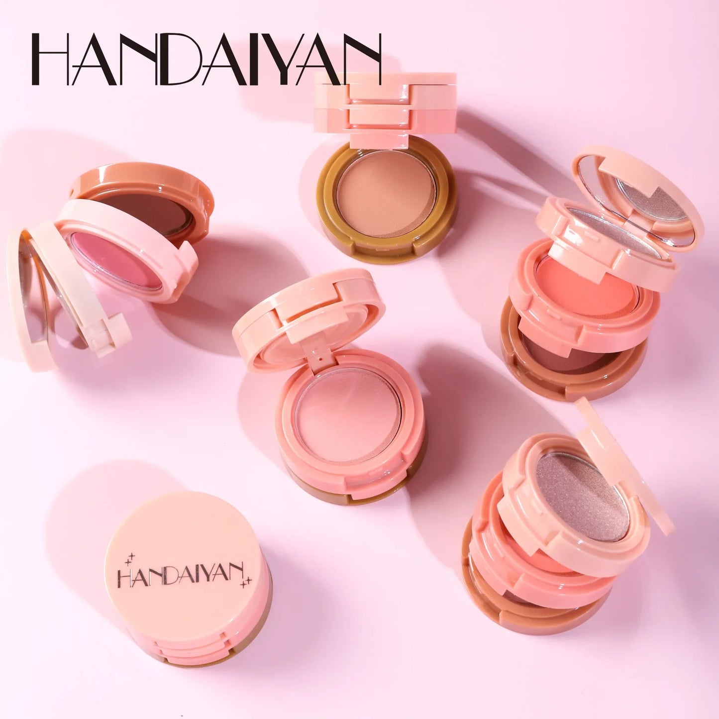 Handaiyan 3-in-1 Eyeshadow, Highlighter & Blusher Palette – Moonlight Stone Glitter Powder for Face & Nose