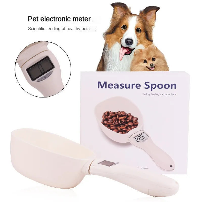 Digital Pet Food Measuring Spoon: Electronic Scale for Dog and Cat Feeding Bowls with Weight and Volume Display