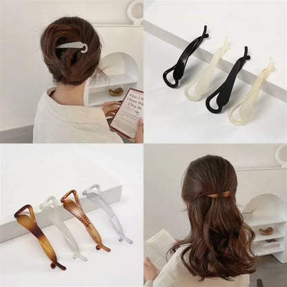 Frosted Banana Clips: Vertical Twist Ponytail Hair Clips - Matte Hair Claws Barrettes for Simple Hair Styling - Solid Color Hair Accessories