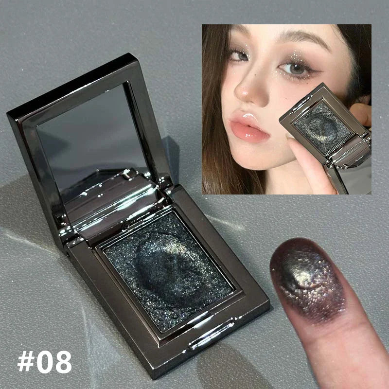 Chameleon Dark Green Eyeshadow Palette – Sparkling Pearlescent Mashed Potato Eye Shadow for Brightening Makeup