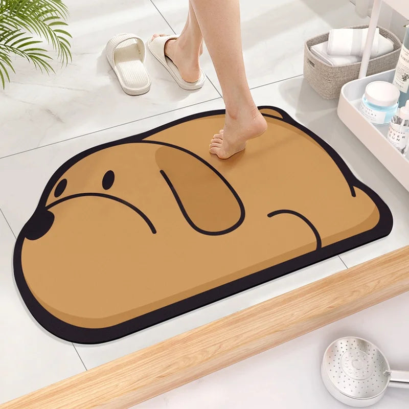 Cute Diatom Super Absorbent Bathroom Mat – Cartoon Non-Slip Mud Toilet Pad, Quick-Drying Floor Mat
