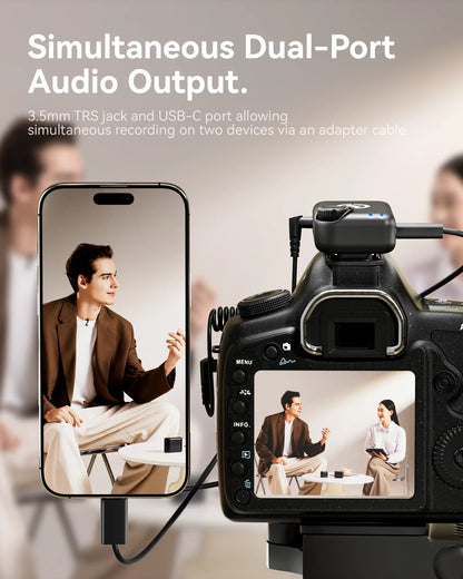 Hollyland Lark M2S Wireless Microphone, Noise Cancellation, for iPhone, Android, PC, Photography, Vlog, Interview