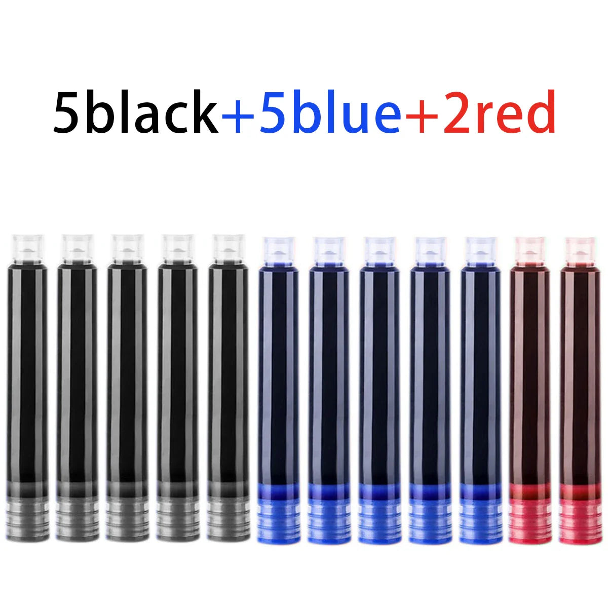12-36PCS Colourful Ink Sac Fountain Pen Refills 3.4mm - Refillable Ink Cartridges for Drawing, School & Office Use