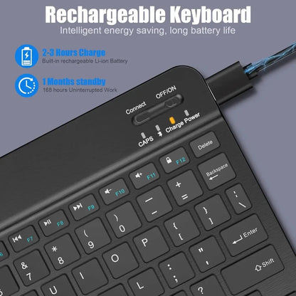Bluetooth Keyboard for iPad & Tablets – Compatible with iPad 7–10th Gen, iPad Pro/Air/Mini, Samsung & Xiaomi