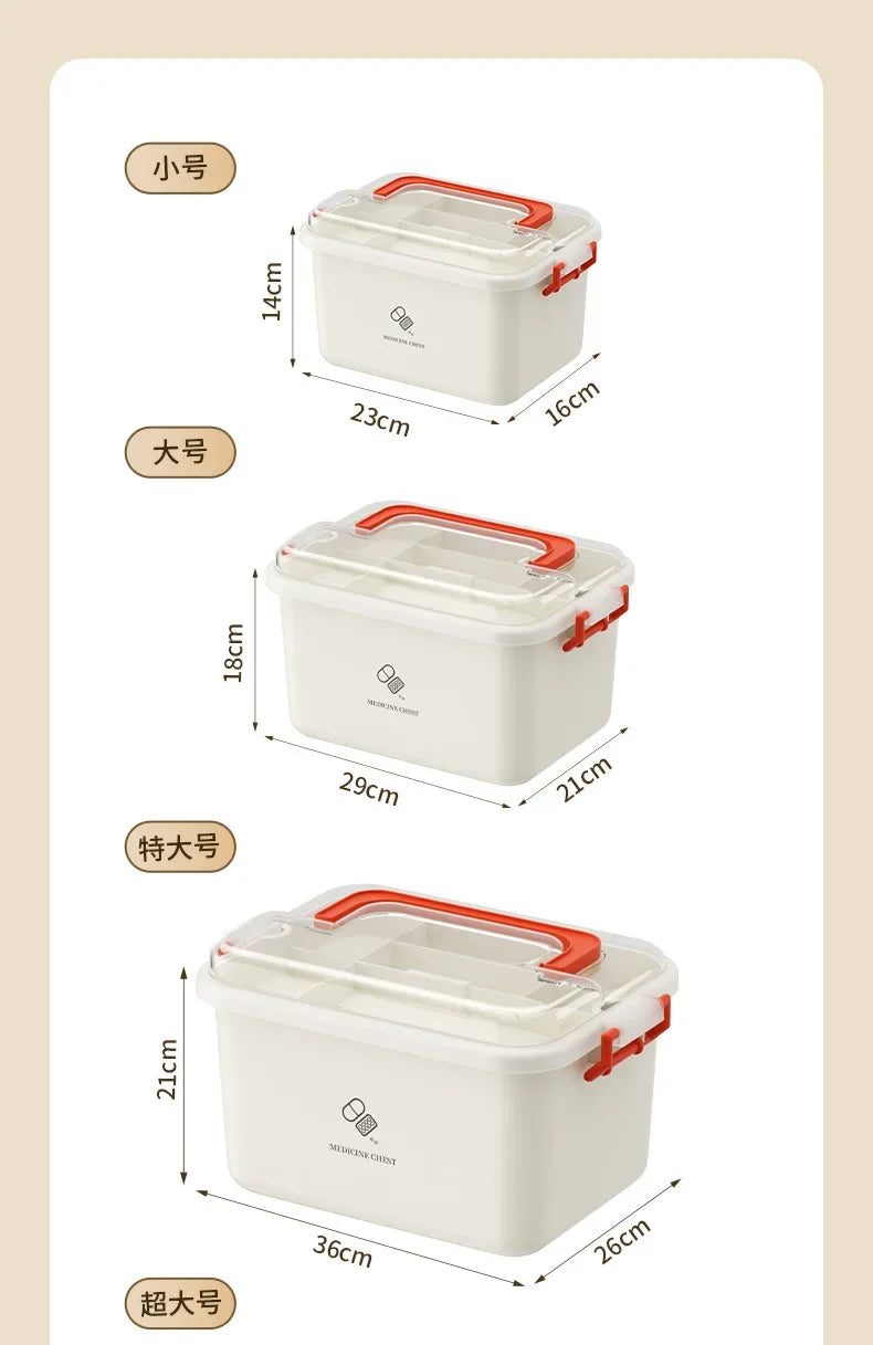 Large Capacity Medicine Box – Portable Home First Aid Kit with Multi-Layer Drug Storage for Family Emergencies