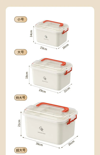 Large Capacity Medicine Box – Portable Home First Aid Kit with Multi-Layer Drug Storage for Family Emergencies