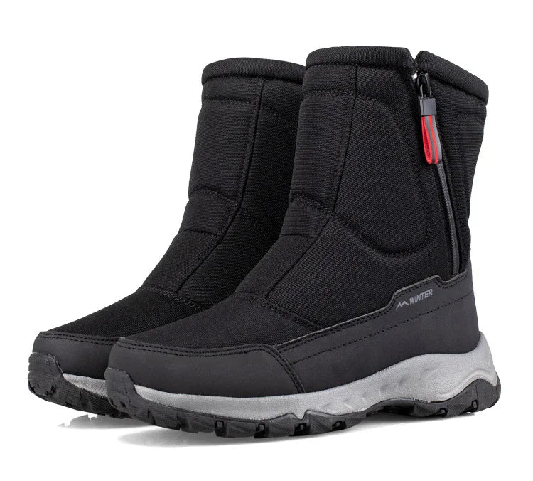 Large Winter Men’s Boots – Warm Plush Ankle High-Top Snow Boots, Sweat-Wicking Outdoor Sneakers