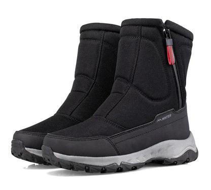 Large Winter Men’s Boots – Warm Plush Ankle High-Top Snow Boots, Sweat-Wicking Outdoor Sneakers