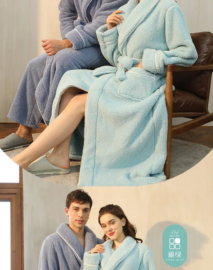 2025 Autumn Winter Cotton Robe – Thick Comfortable Large-Size Bathrobe for Men & Women, Luxury Couple Pajamas