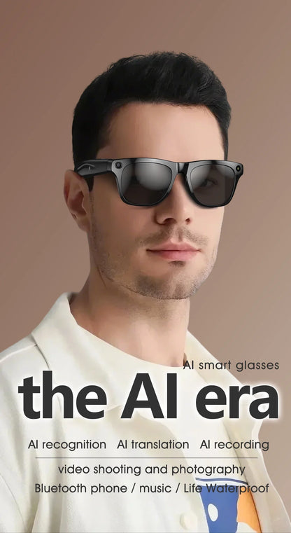 AI Smart Glasses with Camera — Bluetooth Calls, Voice Assistant, Navigation, Waterproof Smart Sports Wearable