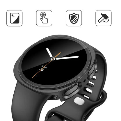 Tempered Glass & PC Bumper Case for Samsung Galaxy Watch 4/5/6/7/8 – Full Coverage Protective Cover (40mm & 44mm)