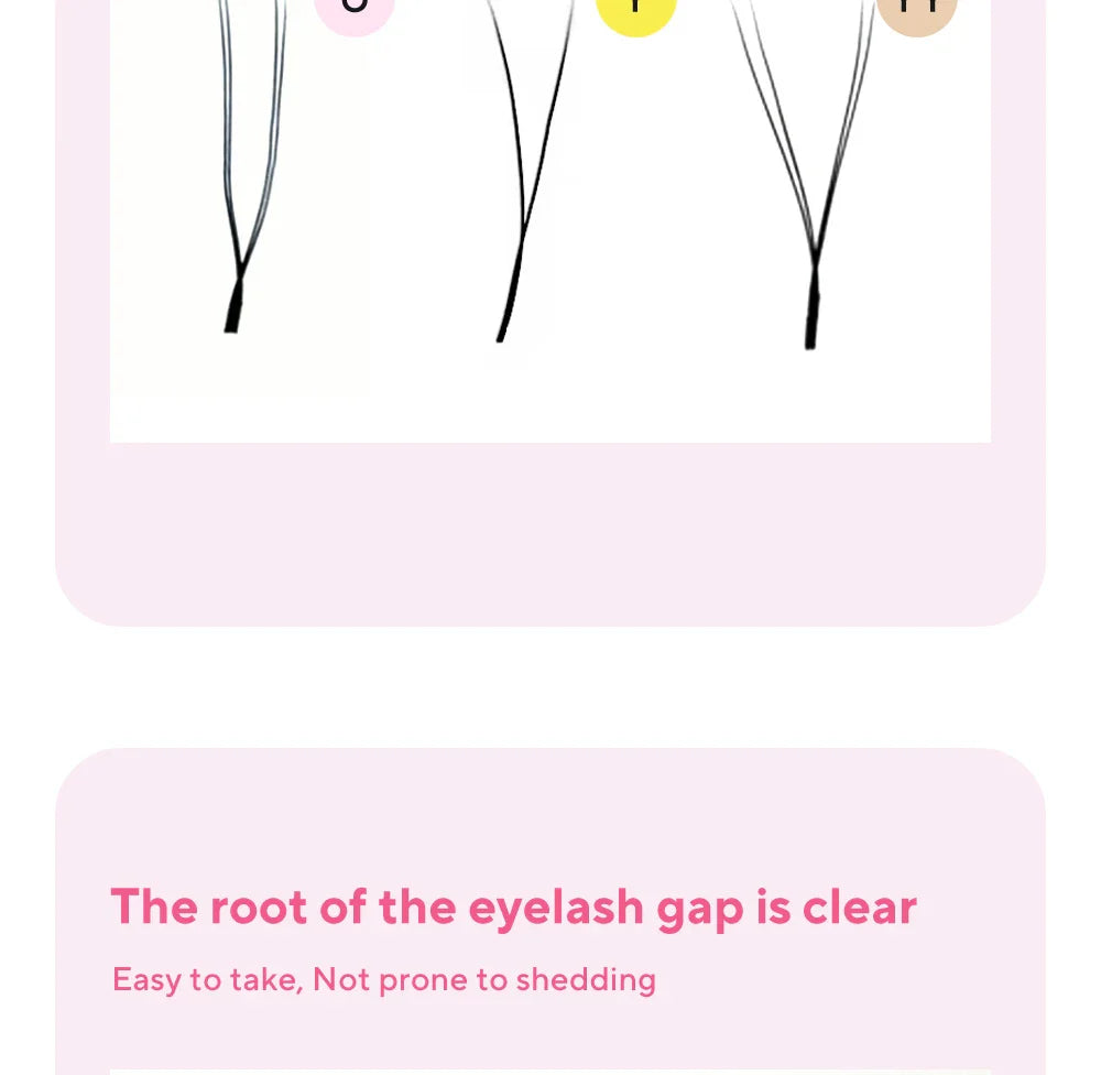 DIYDAY U-Shaped 3D Volume Eyelash Extensions — Easy-Apply Natural Wispy U YY Shape Faux Mink Lashes for Makeup