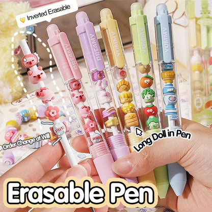 Press-to-Wipe Cartoon Neutral Ballpoint Pen with Thermal Eraser for Students – Crystal Blue, Easy to Wipe, Third Grade
