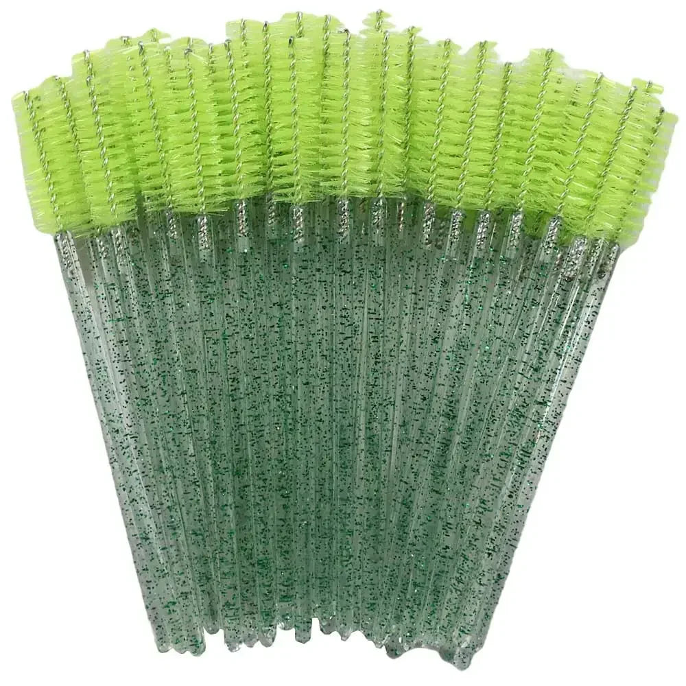 50-Pack Disposable Crystal Eyelash Brush Combs – Professional Eyelash Extension Mascara Wands for Makeup and Beauty Tools