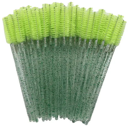 50-Pack Disposable Crystal Eyelash Brush Combs – Professional Eyelash Extension Mascara Wands for Makeup and Beauty Tools