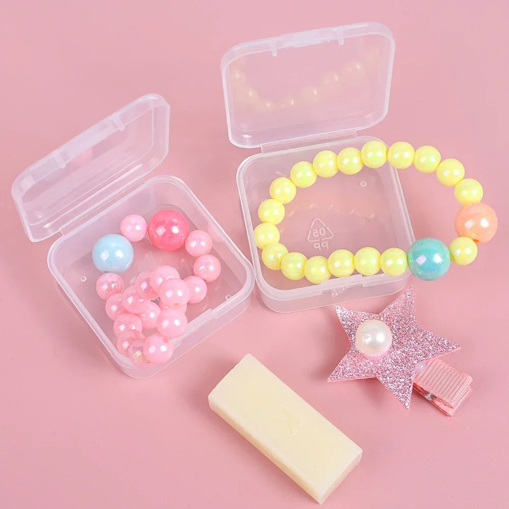 60/6PCS Mini Transparent Square Plastic Storage Boxes – Small Jewelry Organizer for Earrings & Packaging