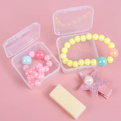 60/6PCS Mini Transparent Square Plastic Storage Boxes – Small Jewelry Organizer for Earrings & Packaging