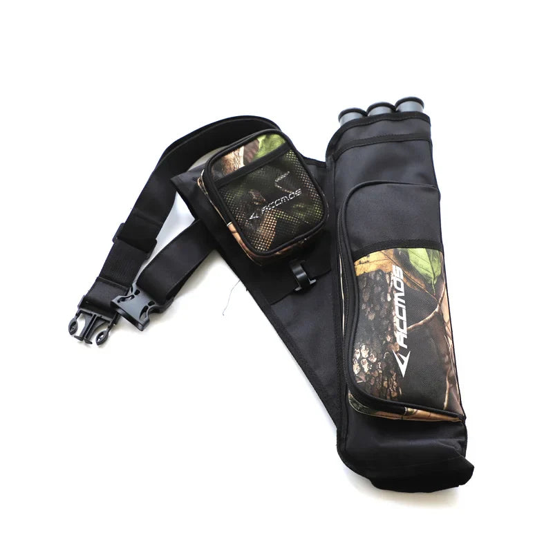 ACCMOS 3-Tube Arrow Quiver Pouch with Adjustable Belt — Recurve & Compound Bow Quiver for Hunting & Target Shooting