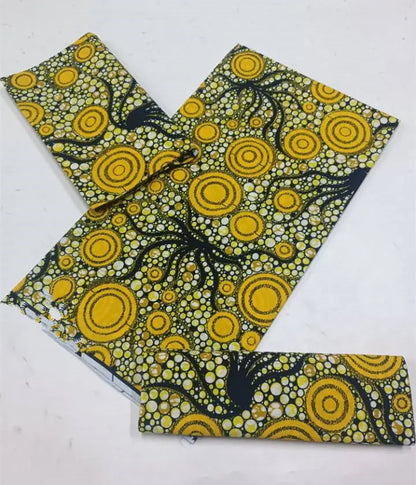 100% Cotton Ankara Fabric - High Quality African Print Batik Real Wax Pagne 6 Yards for Stylish Sewing