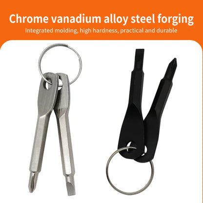 Portable Phillips Slotted Screwdriver Key Ring: Multi Mini Pocket Repair Tool Gadget