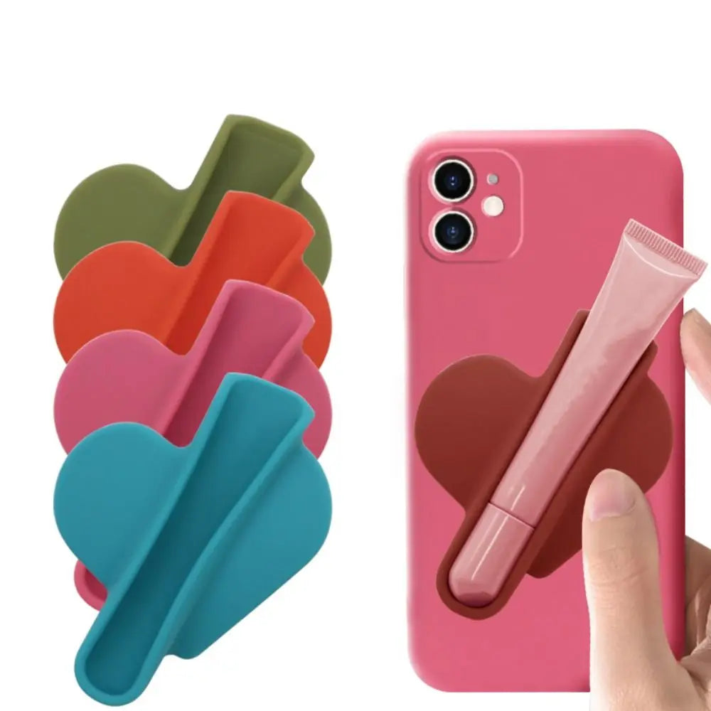 Heart-Shaped Mobile Phone Case with Lipstick Holder — Soft Silicone Protective Back Stick for Women & Girls