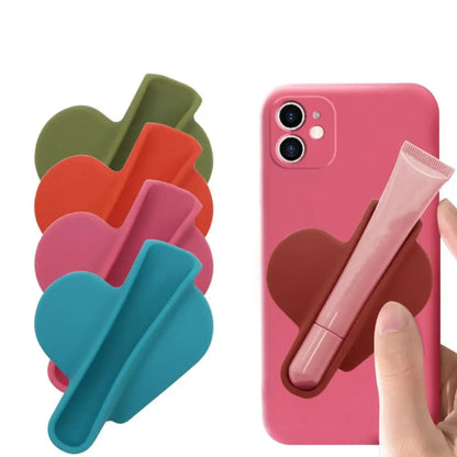 Heart-Shaped Mobile Phone Case with Lipstick Holder — Soft Silicone Protective Back Stick for Women & Girls