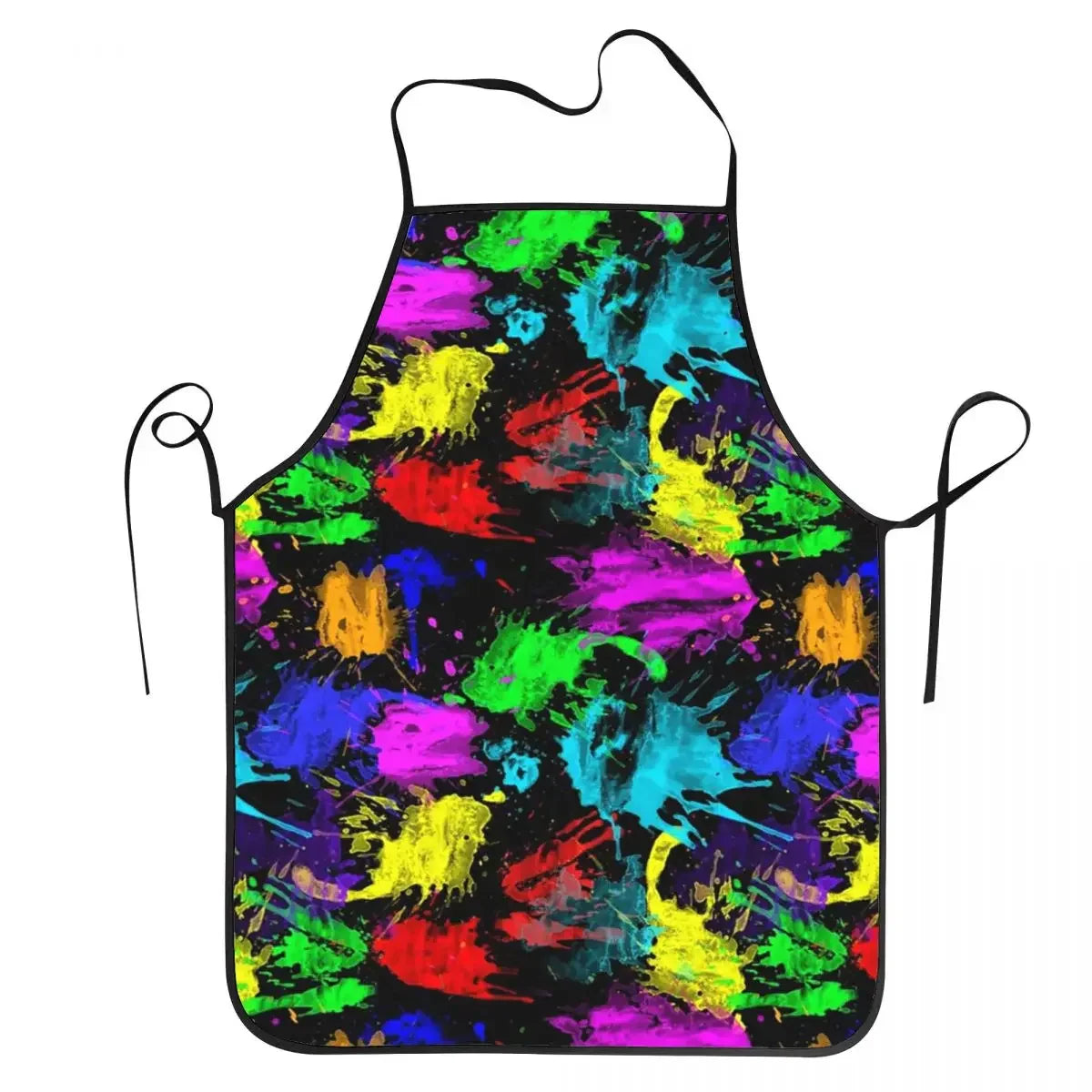 Funny Paint Splatter Bib Apron – Multicolor Kitchen Chef Artist Graffiti Cooking & Baking Tablier for Men & Women