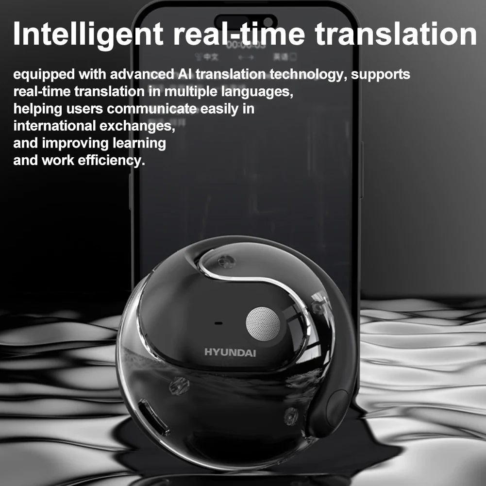 Language Translator Earbuds — Real-Time Translation Headphones, IPX5 Waterproof, Simultaneous Interpretation Wireless Earphones