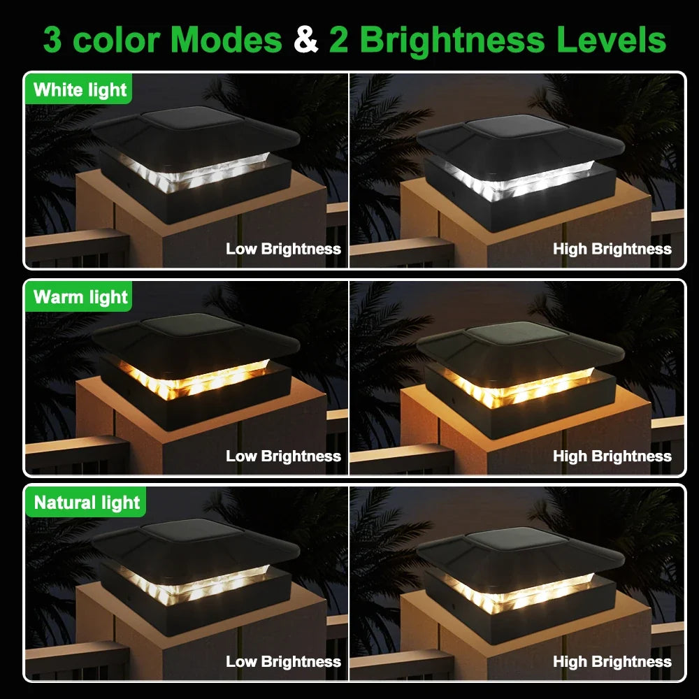 Outdoor Solar Fence Gate Light - Waterproof LED Villa Pillar Lamp for House & Garden Decor