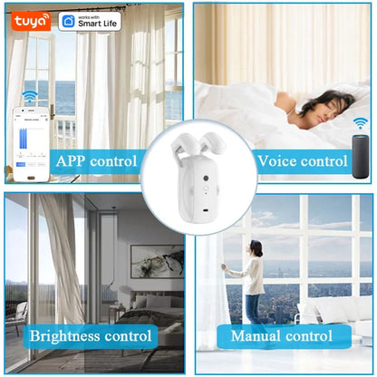 Tuya Smart Wifi Curtain Robot – Remote & Voice Control, Roman Rod Track, Single/Double Opening, 1/2PCS with Gateway