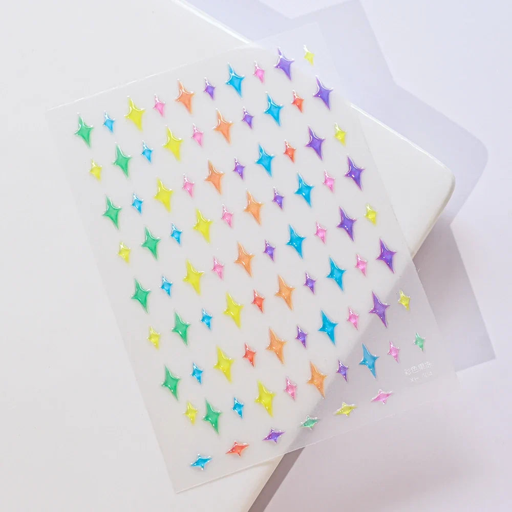 5D Macaron Nail Stickers - Embossed Flower, Fruit, Bear & Rabbit Charms for Summer DIY Manicure Decoration