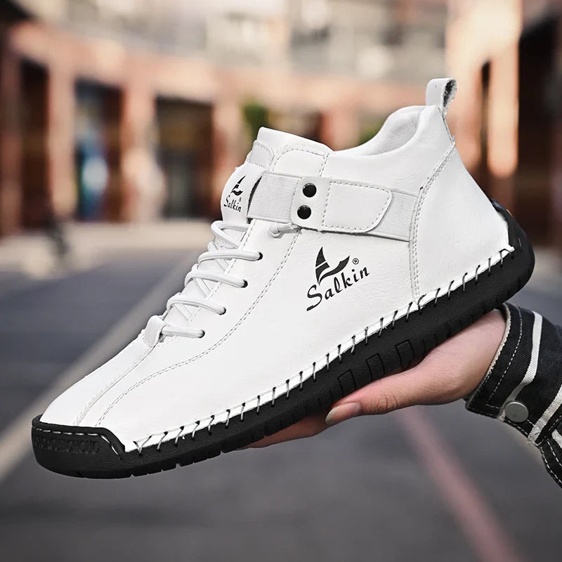 2024 Handmade Leather Casual Men’s Shoes - Breathable Sneakers & Ankle Boots for Outdoor Wear