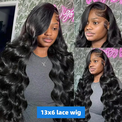30-40 Inch Body Wave Lace Front Wig – 13x6 HD Transparent Human Hair, Pre-Plucked Glueless Water Wave for Women
