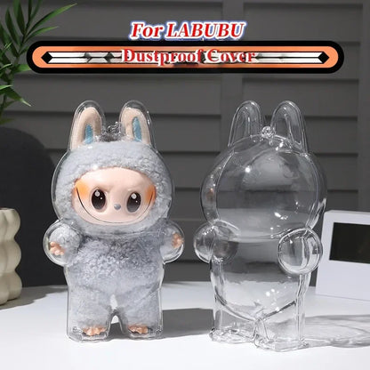 Transparent Protective Display Cover for Labubu Elf Plush Dolls – Cute Storage Box for Party Toys