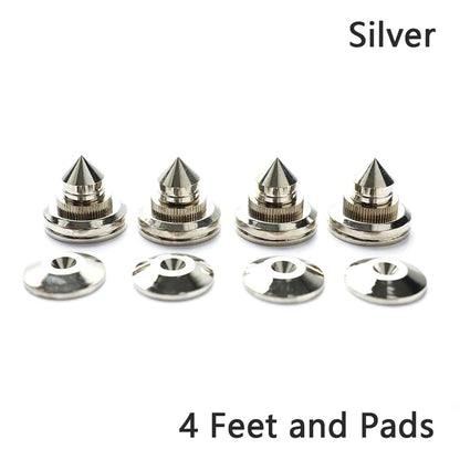 4PCS Speaker Stand Feet Pads — 30x27mm Pure Copper/Silver Spikes for Loudspeaker Boxes with M28x26 Nails