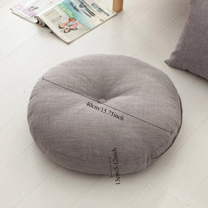 40cm Linen Seat Cushion – Soft Cotton Filled Thickened Circular Pillow for Sofa, Balcony, Office Chair & Car Seat
