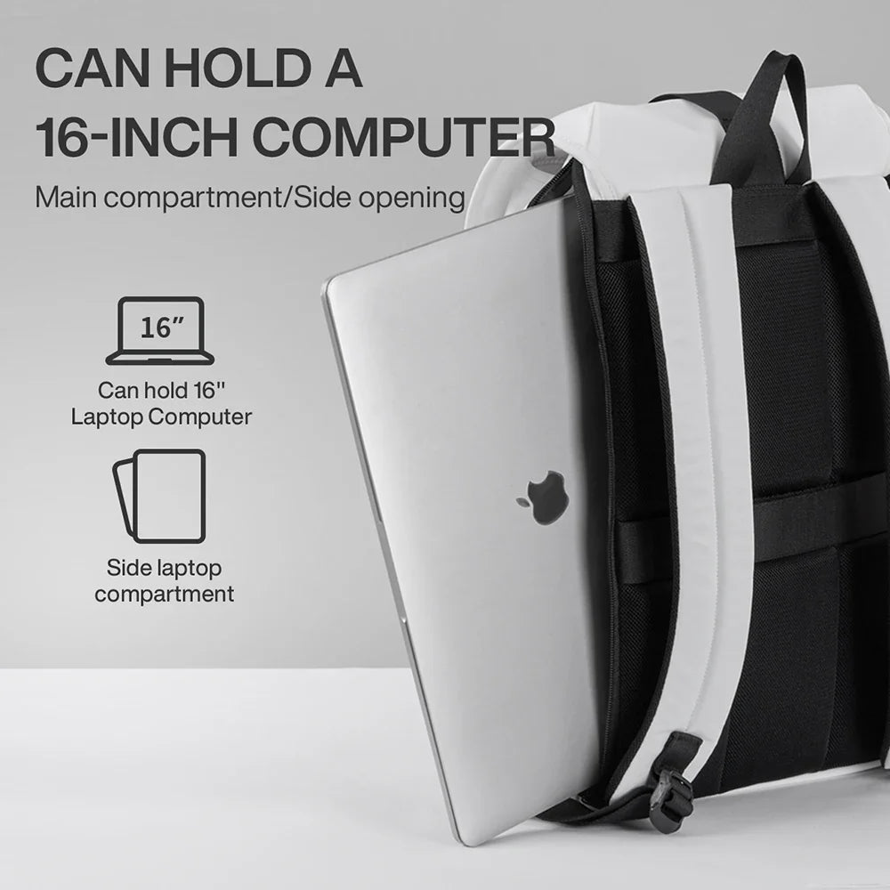 Mixi 16'' Waterproof Laptop Backpack - Lightweight Casual Travel Bag for College Students, Men and Women, 17 Inch White Rucksack