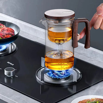 Glass Tea Pot Kettle with Magnetic Infuser - 520ML/720ML Tea Filtration Cup Set with One-Click Switch