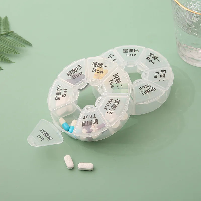 7 Day Weekly Pillbox – Tablet Holder & Medicine Organizer with Color-Coded Compartments