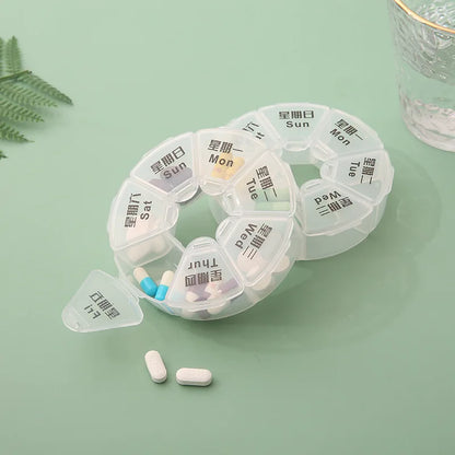 7 Day Weekly Pillbox – Tablet Holder & Medicine Organizer with Color-Coded Compartments