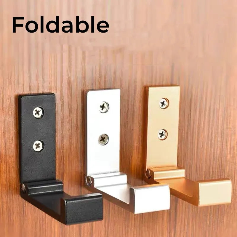 Folding Wall Door Hooks - Rustproof Towel and Coat Hangers, Aluminum Alloy, Foldable Single Hook for Kitchen, Bathroom, and More