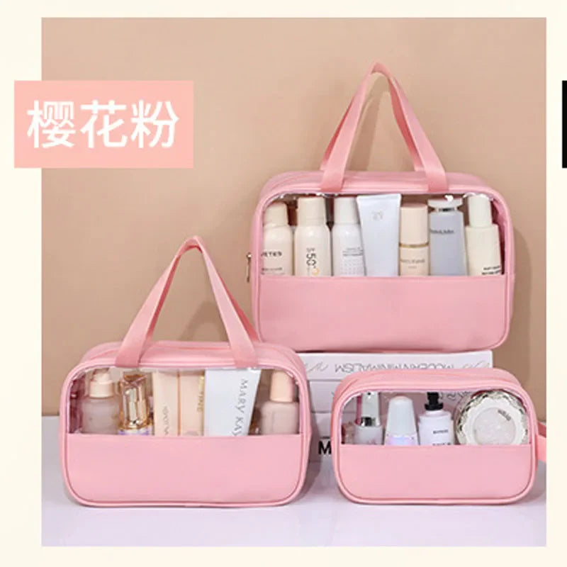 Portable Transparent Travel Cosmetic Bag for Women — Large-Capacity Waterproof Makeup & Toiletry Storage Case