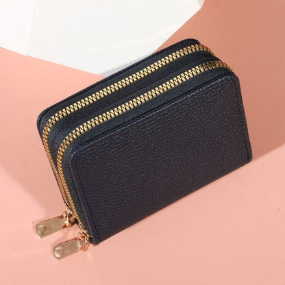 Women’s Zipper Short Purse – Lychee Pattern, Large Capacity Multi-Card & Coin Holder